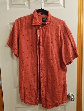 RODD & GUNN Red Short-Sleeve Linen Shirt